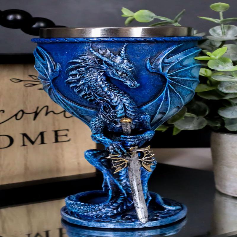Ebros Ruth Thompson Dragon's Lair Sea Blade Drake 8oz Wine Goblet Chalice Cup