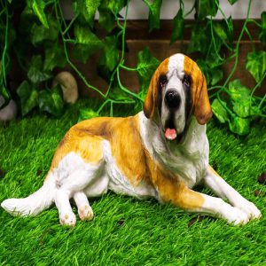 Ebros Saint Bernard Dog Statue 10.5"L Dogs Breed Gallery Quality Glass Eyes