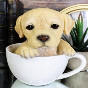 Ebros Realistic Adorable Labrador Puppy Teacup Statue 5.5" Tall Pet Pal