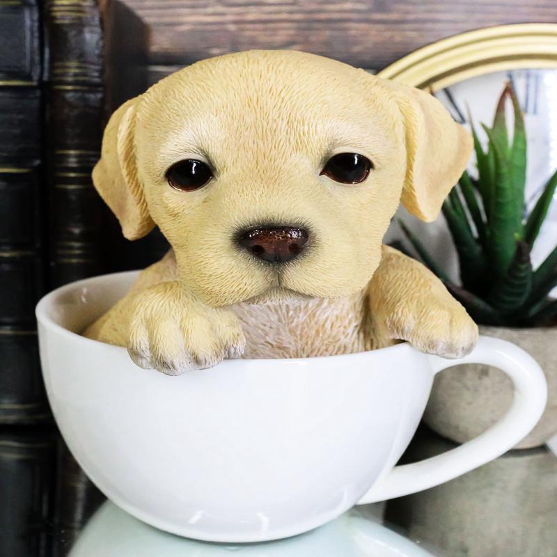 Ebros Realistic Adorable Labrador Puppy Teacup Statue 5.5" Tall Pet Pal