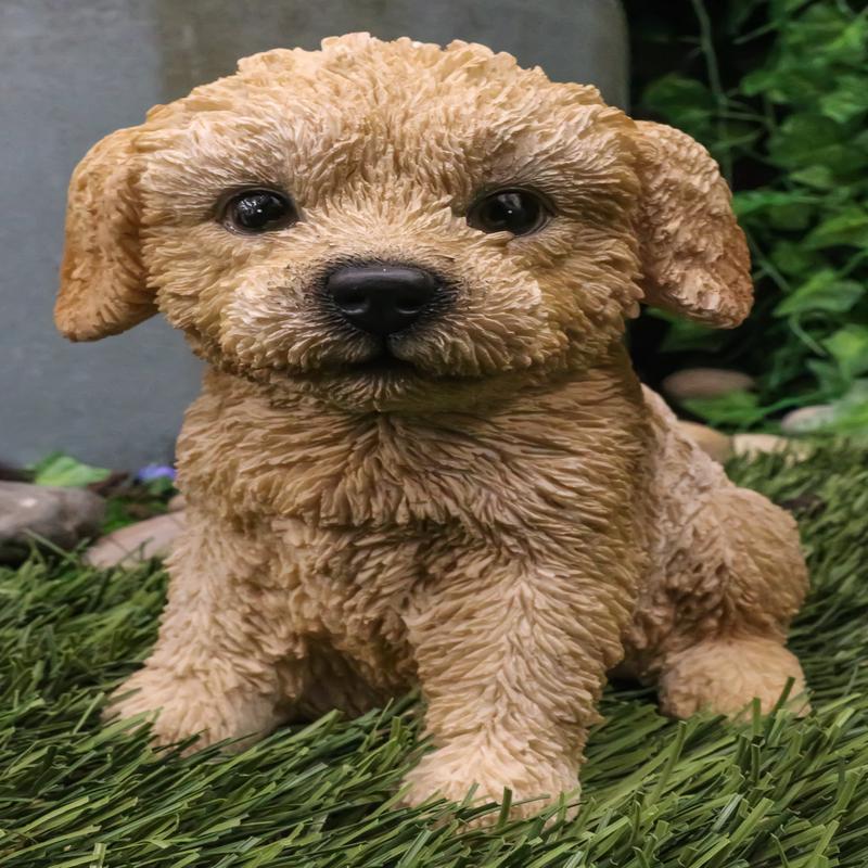 Ebros Realistic Adorable Sitting Golden Labradoodle Puppy Statue 6.5" H
