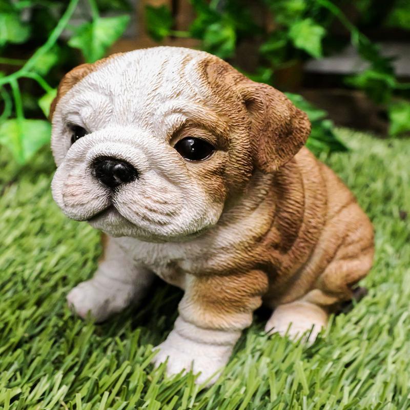 Ebros Realistic Lifelike Bulldog Puppy Statue 6" Tall British Bulldog Figurine