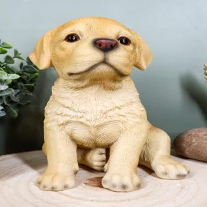 Ebros Realistic Sitting Adorable Labrador Puppy Statue 6.75" Tall Pet Pal