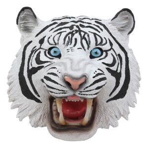 Ebros Roaring Savage Blue Eyed White Siberian Tiger Head Wall Decor Plaque 8.5" Tall Taxidermy Art Decor Sculpture Jungle Apex Predator Wall Bust Plaque of Tigers Cubs Tigress