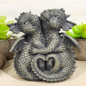 Ebros Romantic Valentines Baby Garden Dragons Cuddling Tight Statue 5.25" Tall