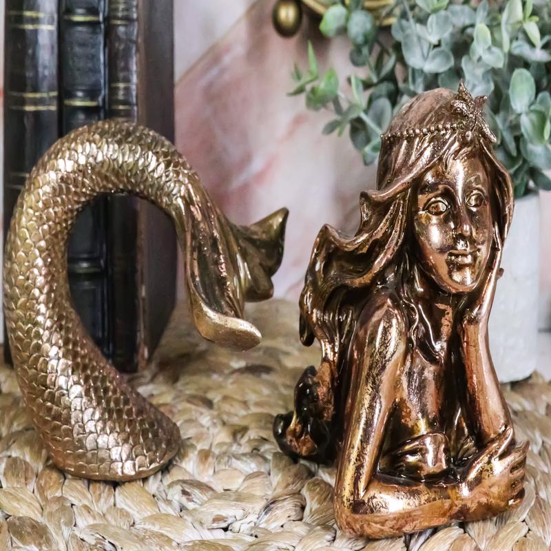 Ebros Rose Gold Dreaming Siren Mermaid2 Piece Parts Body and Tail Statue 5" H