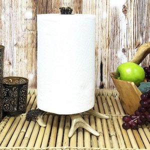Ebros Rustic Nature Wildlife Woodland Forest Animal Paper Towel Holder Display Dispenser Stand Kitchen Bathroom Home Decor Party Hosting Accent (Stag Deer Antler Bone)