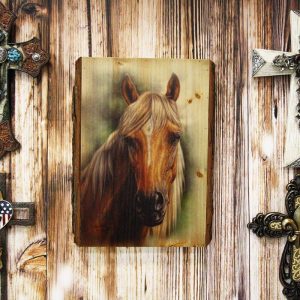 Ebros Rustic Stallion Horse Bust Print Canvas On Wooden Frame 16" H by 12.5"W