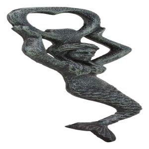 Ebros Rustic Vintage Verdigris Cast Iron Metal Nautical Coastal Goddess Siren Mermaid Soda Beer Bottle Cap Opener 7.5" High Mermaids Under The Sea Party Decor Accent (1)