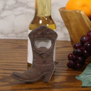 Ebros Vintage Rustic Western Longhorn Steer Cowboy Boot Cast Iron Bottle Cap Opener