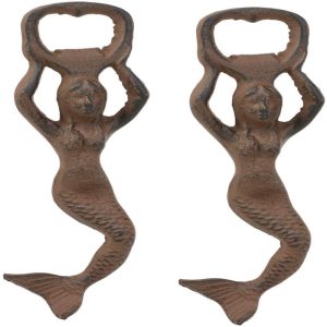 Rustic Heavy Duty Cast Iron Nautical Siren Mermaid Beer Bottle Opener SET OF 2