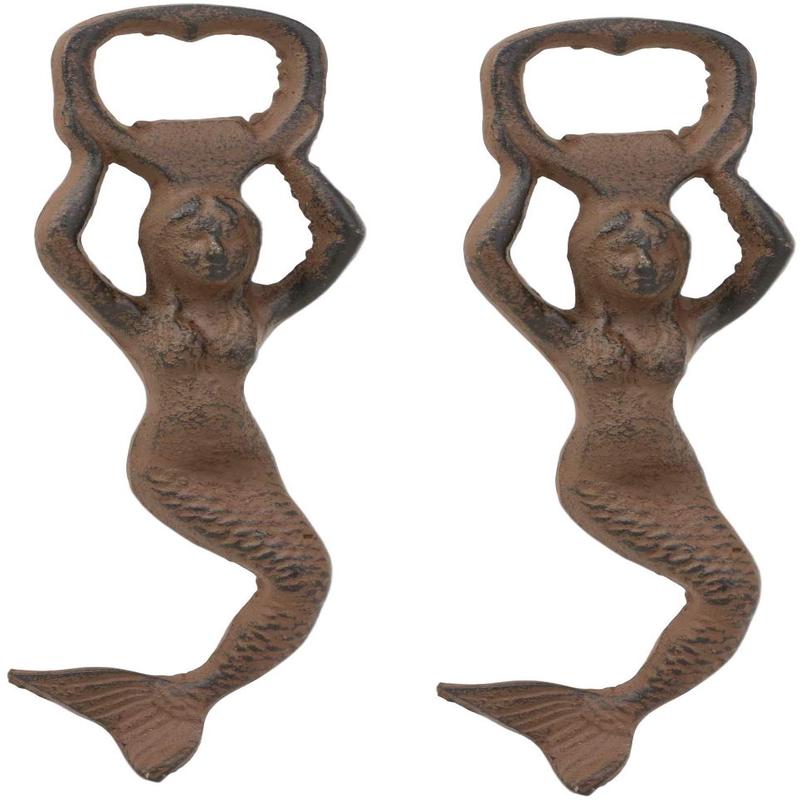Rustic Heavy Duty Cast Iron Nautical Siren Mermaid Beer Bottle Opener SET OF 2