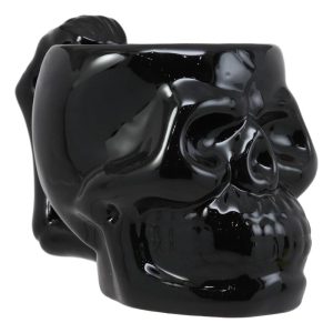 Ebros Macabre Decor Death Black Bone Skull Drinking Coffee Mug 12oz Ceramic Drink Cup