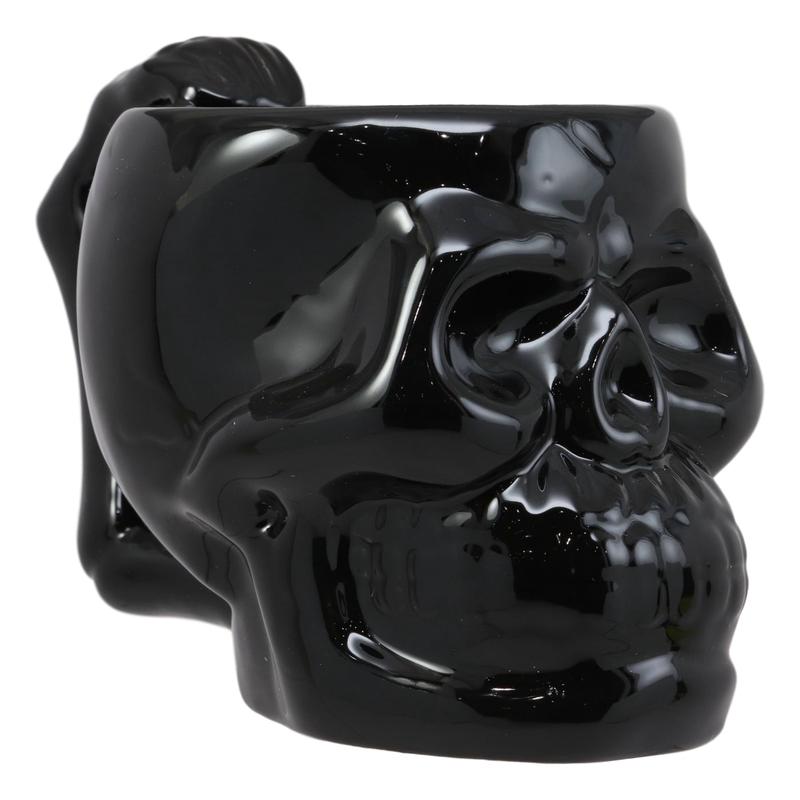 Ebros Macabre Decor Death Black Bone Skull Drinking Coffee Mug 12oz Ceramic Drink Cup