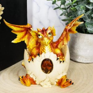 Ebros November Birthstone Dragon Egg Statue 4.25" Tall Orange Topaz November Birthstone Gem Symbol Hatchling Dragon Collector Figurine