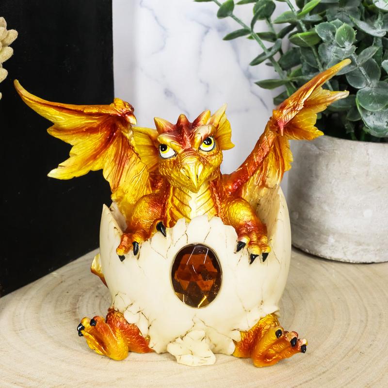 Ebros November Birthstone Dragon Egg Statue 4.25" Tall Orange Topaz November Birthstone Gem Symbol Hatchling Dragon Collector Figurine