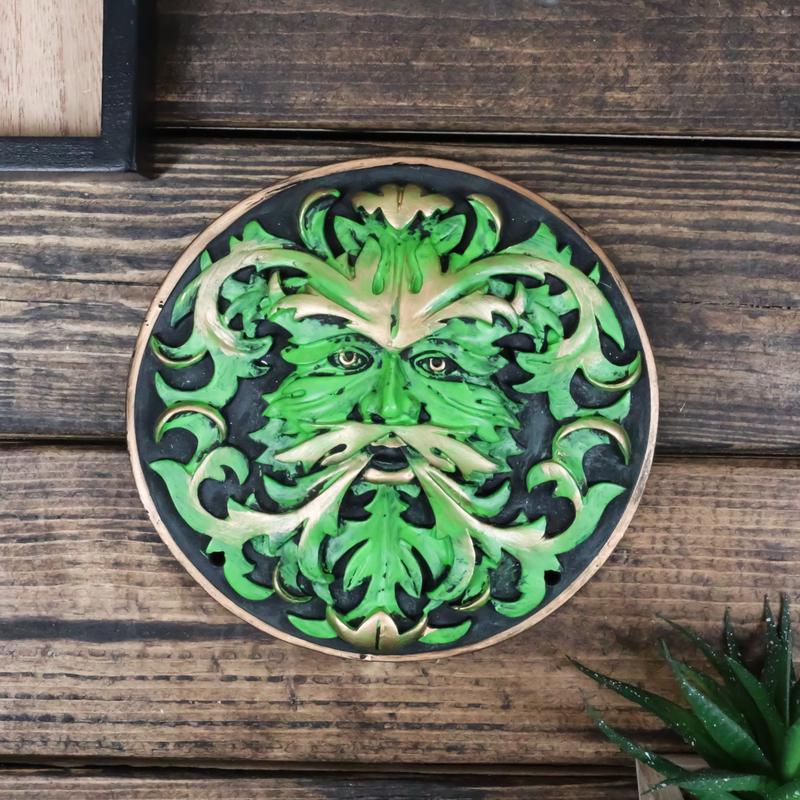 Ebros Oberon Zell Nature's Spirit God Celtic Greenman Wall Decor Plaque 5.25" D