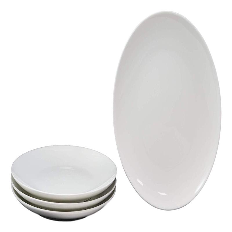 Ebros Pack Of 4 Kitchen Dining Modern Contemporary Sleek Design Natural White Porcelain Round Plates Restaurant Supply Dishwasher And Microwave Safe (10" Dinner Entree Serveware Plate)