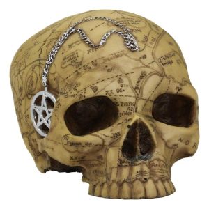 Ebros Paranormal Pentagram Colonial Witch Salem Map Skull Statue 7" Long Supernatural Occultist Sculpture As Home Decorative Witchcraft Medium Halloween Party Centerpiece