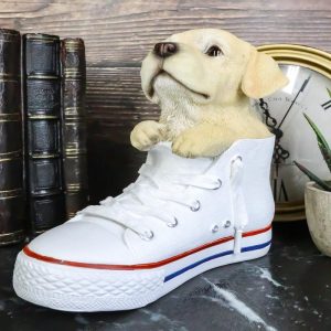 Ebros 'Paw-Star' Pups Golden Labrador Dog in Sneaker with Glass Eyes Figurine