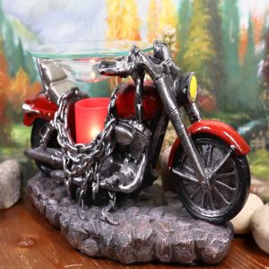 Ebros Red Vintage Motorcycle Chopper Bike Electric Oil Burner Or Tart Warmer Figurine