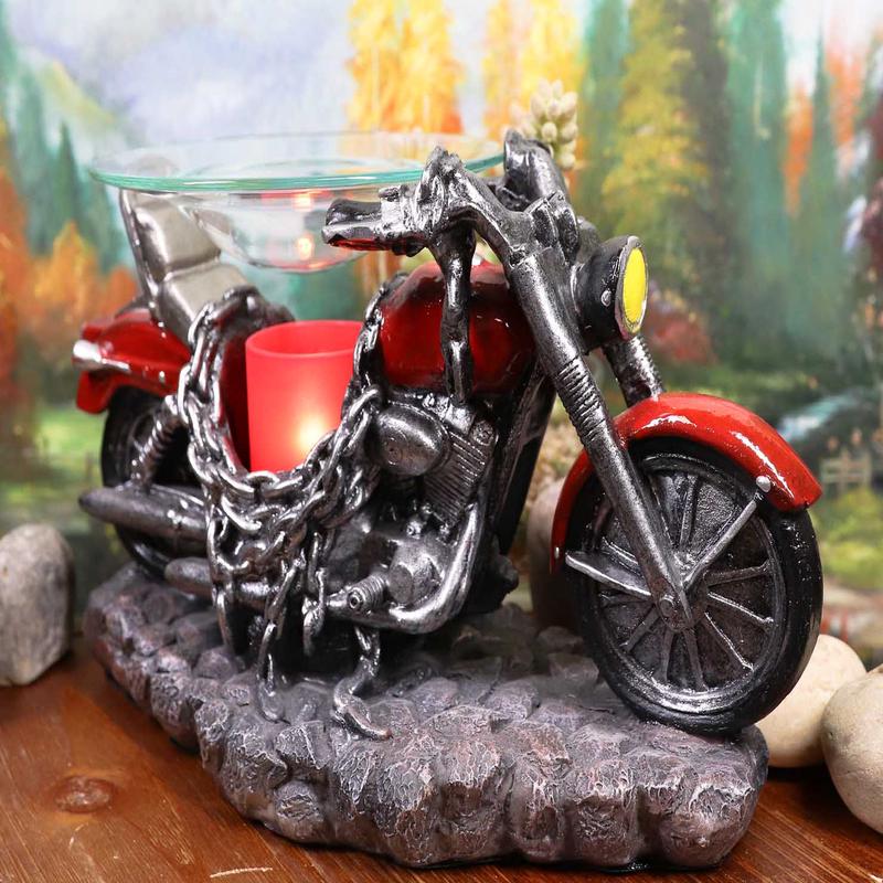Ebros Red Vintage Motorcycle Chopper Bike Electric Oil Burner Or Tart Warmer Figurine