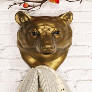 Ebros Rustic Bronzed Grizzly Bear Wall Hook Hanger 7.25" Tall for Light Duty Weight