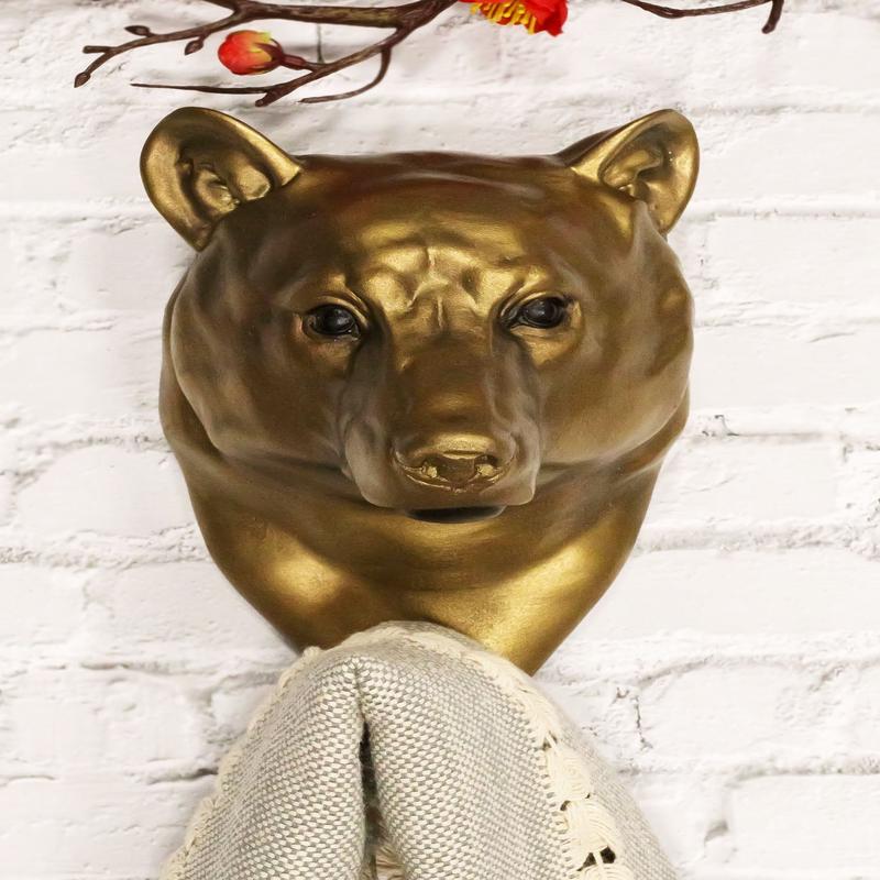 Ebros Rustic Bronzed Grizzly Bear Wall Hook Hanger 7.25" Tall for Light Duty Weight