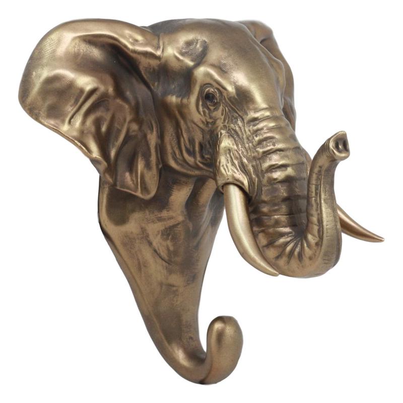 Ebros Rustic Bronzed Safari Elephant Wall Hook Hanger 7" Tall for Light Duty Weight Items
