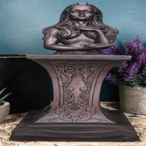 Divine Wiccan Feminine Crescent Crowned Celestial Moon Goddess Herm Sculpture