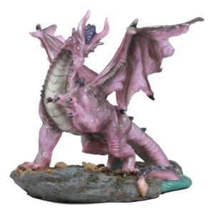 Ebros Myths and Legends Twilight Pink River Dragon Statue Medieval Renaissance Serpentine Draco Fireball Breathing Creature Decor Figurine