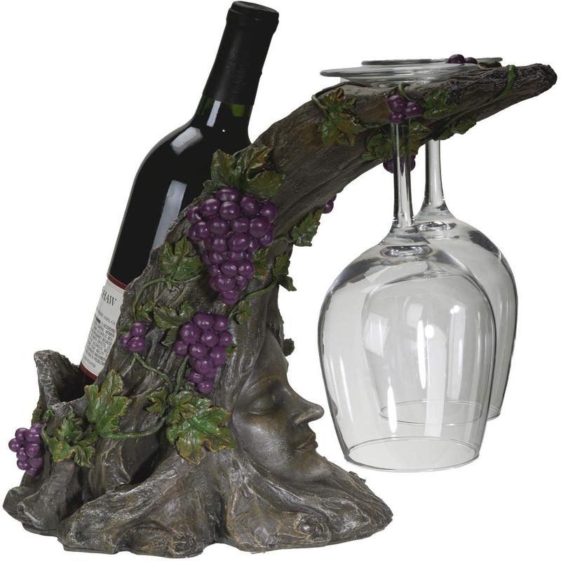 Ebros The Tree Goddess Wine and Glass Holder Resin Figurine Statue 11.5" H Decor