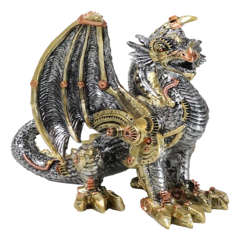 Geared Mechanical Look Steampunk Dragon Cyber Robot Decorative Sculpture