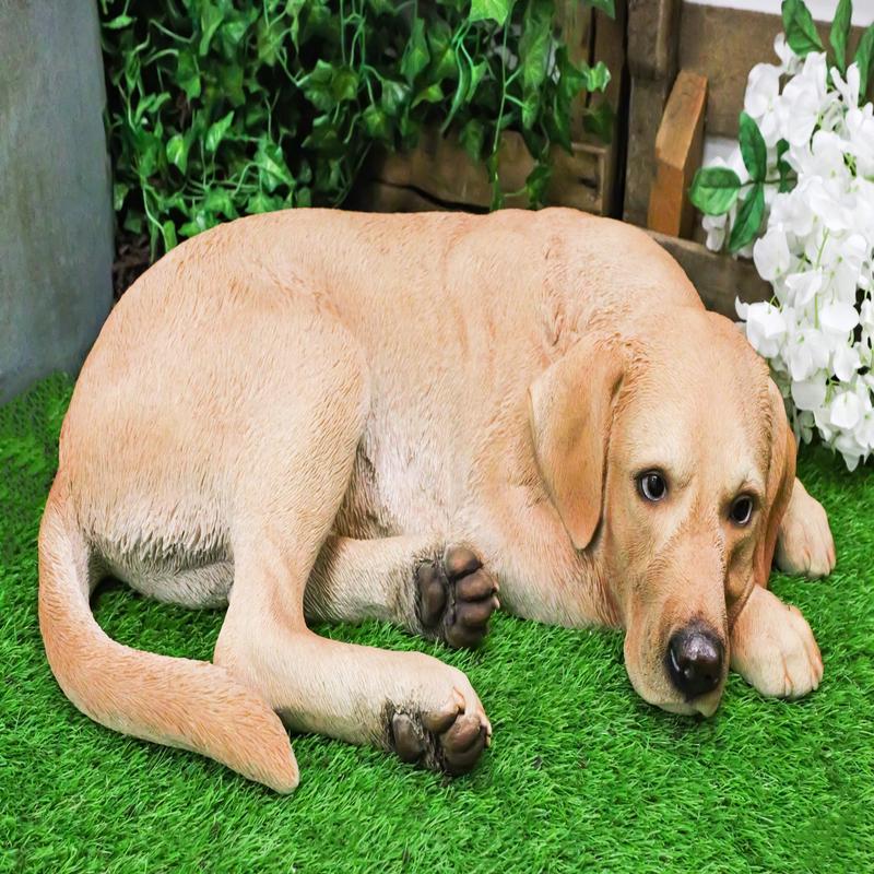 Large Realistic Sleeping Yellow Labrador Retriever Statue 21"H Golden Retriever