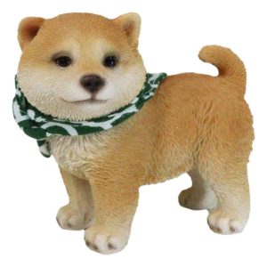 Miniature Lifelike Adorable Japanese Shiba Inu Puppy Dog with Scarf Figurine