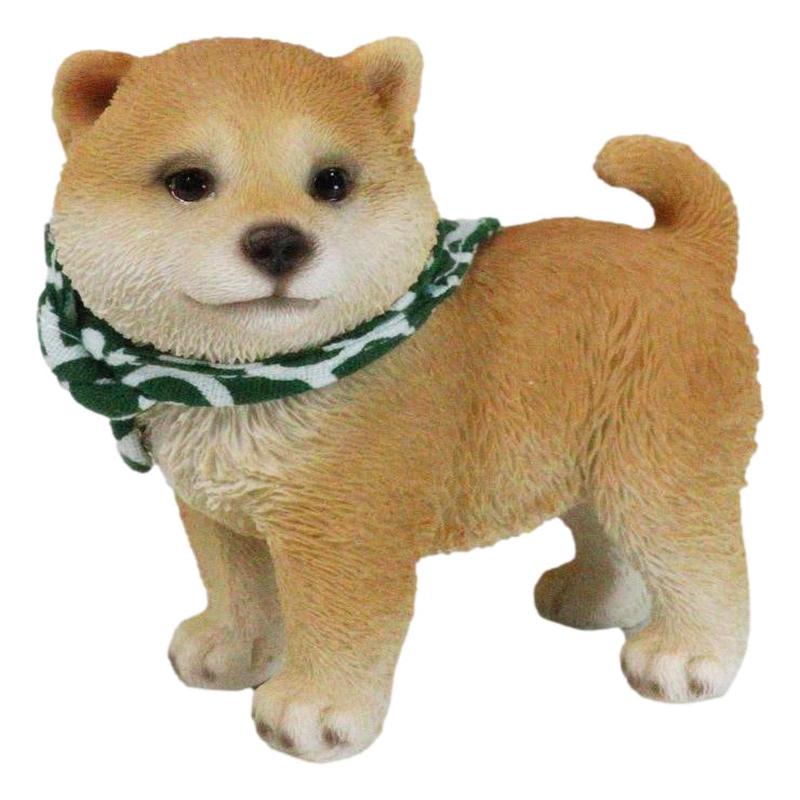 Miniature Lifelike Adorable Japanese Shiba Inu Puppy Dog with Scarf Figurine