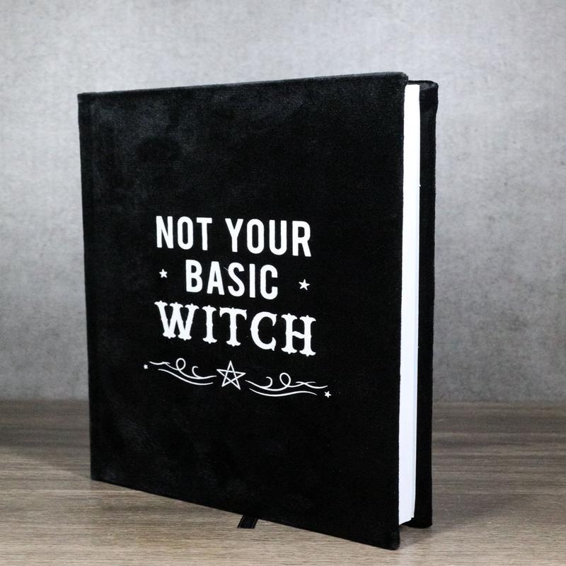 Not Your Basic Witch Pentagram Motif A5 Lined Pages Velvet Cover Journal Book