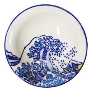Pack Of 8 Ceramic Great Wave Of Kanagawa By Hokusai Sauce Oil Condiment Dishes