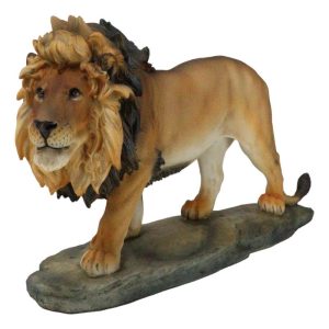 African Savanna Safari Wildlife Majestic Lion Prowling in Grasslands Figurine
