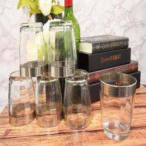 Ebros Set of 6 Double Old Fashioned Tumbler Glass With Greek Rim Accent 12oz