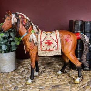 Ebros Spirit Horse with Painted Tapestry Saddle Hand Crafted Statue 9.5" Long