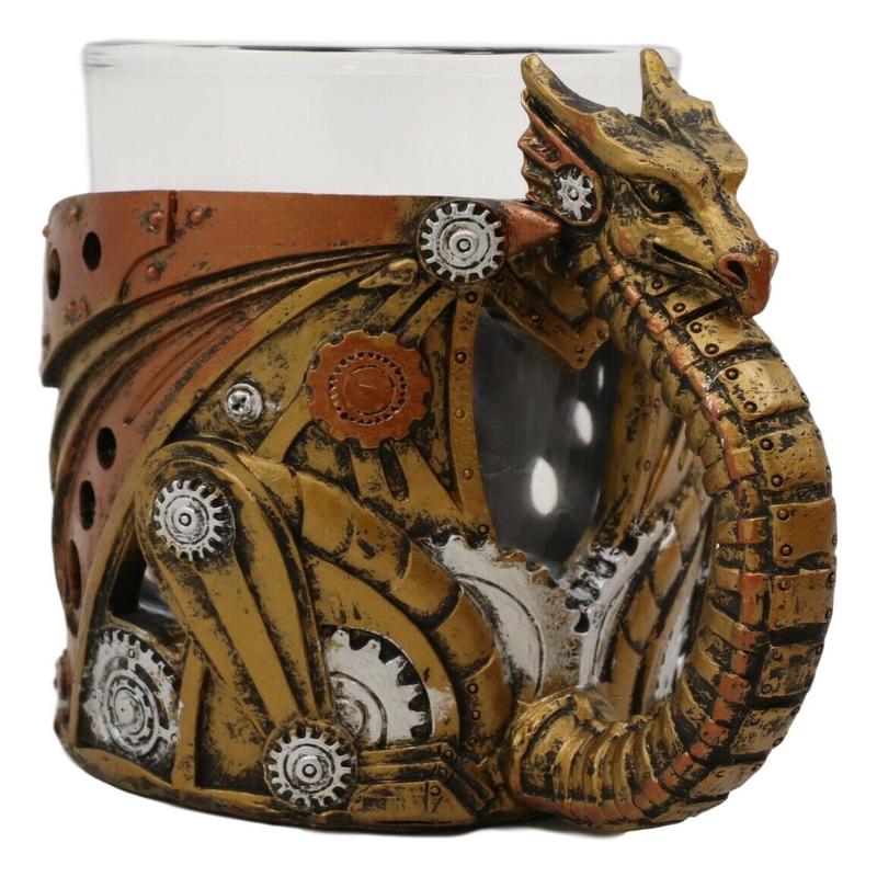 Ebros Steampunk Cyborg Robotic Dragon Drinking Mug Or Shot Glass 7oz Home Decor