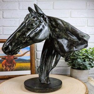 Ebros Terracotta Horse Bust Sculpture 12.25" Tall Faux Granite Resin Decor Stallion Horse Head Statue