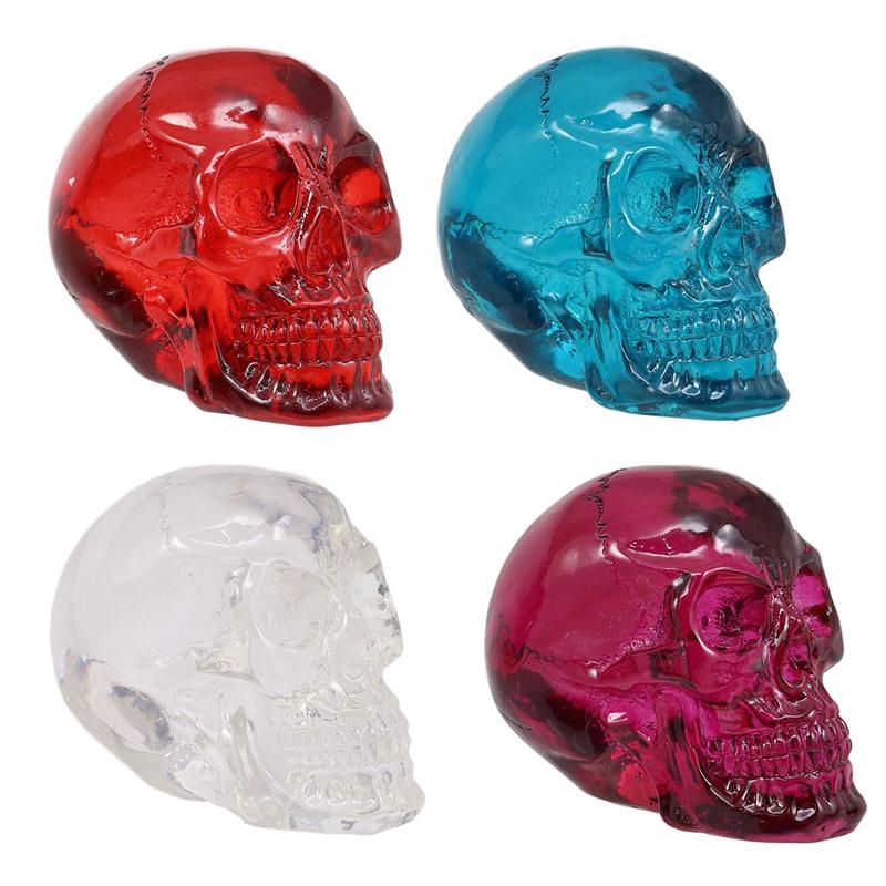 Ebros Translucent Witching Hour Gazing Skull Miniature Figurine 2.5"Long Made Of Acrylic Resin Occultic Witchcraft Shrine Cranium Decorative Skulls Halloween Macabre Ossuary Figurine (Set of 4 Colors)
