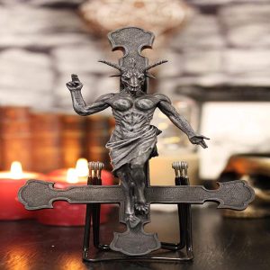 Ebros Samael Lilith Baphomet On Inverted Cross Hanging Wall Decor Plaque 12.25"H