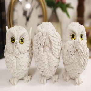 Ebros See Hear Speak No Evil Fat Baby White Owls Figurines Set of 3 Mini Decor