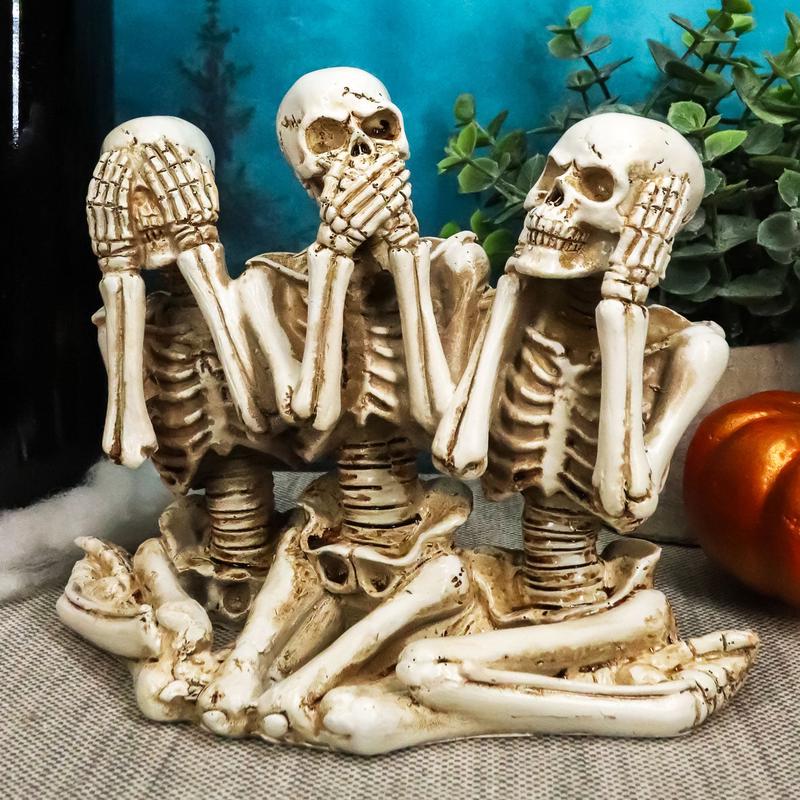Ebros See Hear Speak No Evil Gossiping Sisters Female Lady Skeletons Statue 6"H