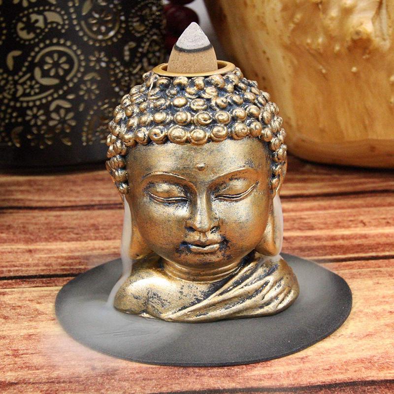 Ebros Shakyamuni Buddha Gautama Backflow Incense Cone Burner Holder Statue 3.5"H