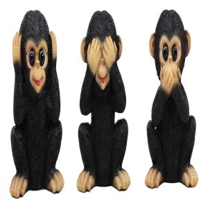 Ebros Silly See Hear Speak No Evil Baby Chimpanzees Figurine Set Of 3 Three Wise Apes Of The Jungle No Evils Monkeys Collectible Decor 4"Tall
