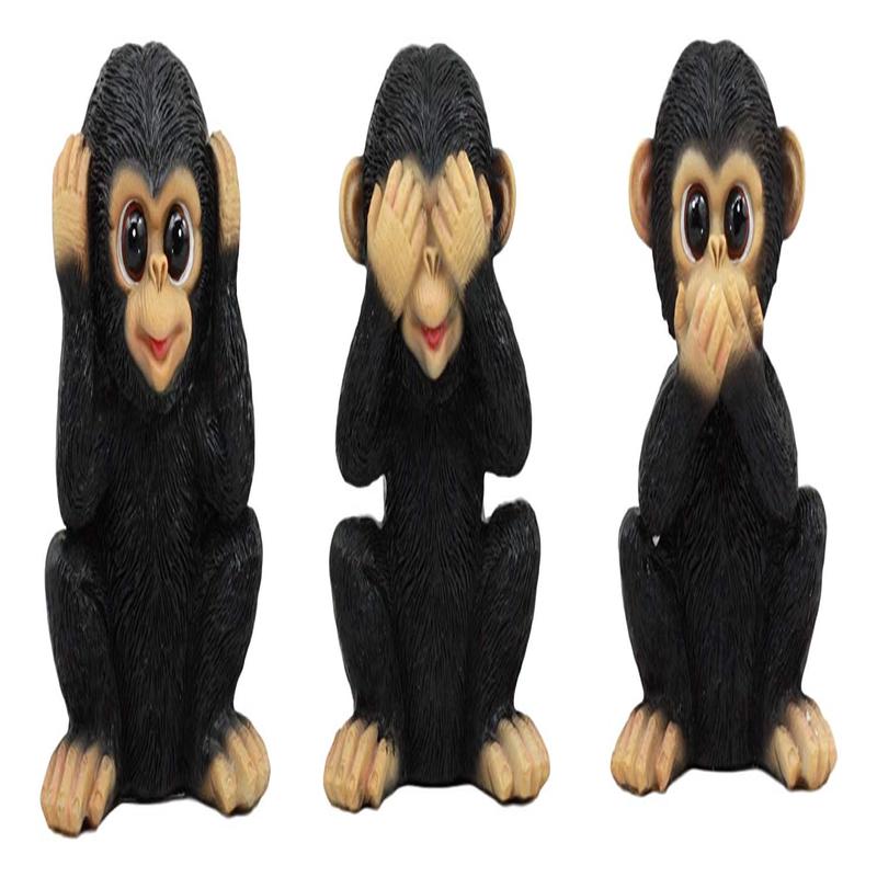 Ebros Silly See Hear Speak No Evil Baby Chimpanzees Figurine Set Of 3 Three Wise Apes Of The Jungle No Evils Monkeys Collectible Decor 4"Tall